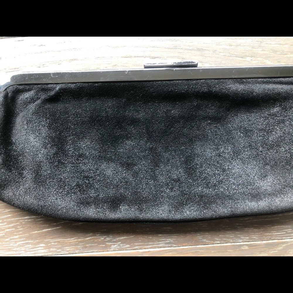 BANANA REPUBLIC Clutch. $48 Black Shimmer Suedette - Picture 2 of 6